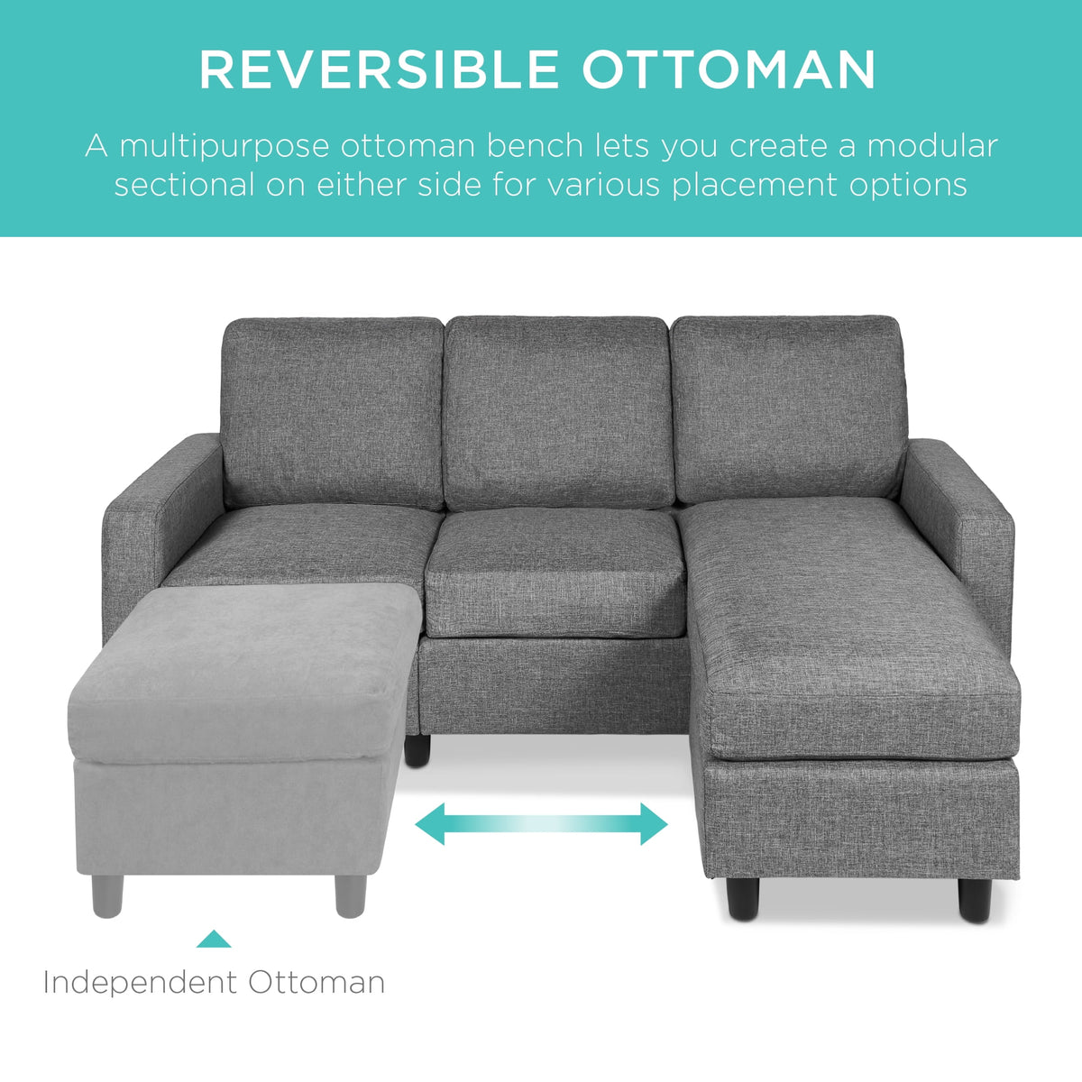 Linen Sectional Sofa Couch with Chaise Lounge W35287