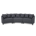 Charcoal and Dark Brown Fabric 3 Seater Curved Sectional Sofa N83924