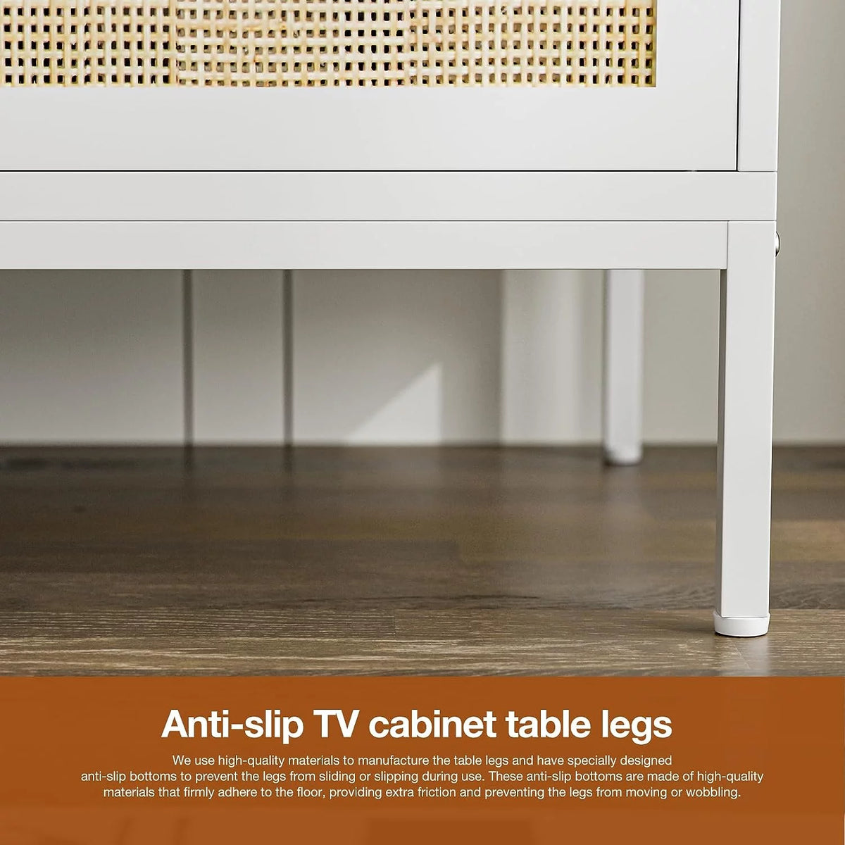 White Rattan TV Stand for 65 Inch TV D134