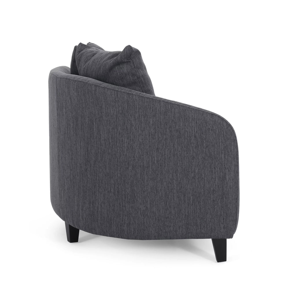 Charcoal and Dark Brown Fabric 3 Seater Curved Sectional Sofa N83924
