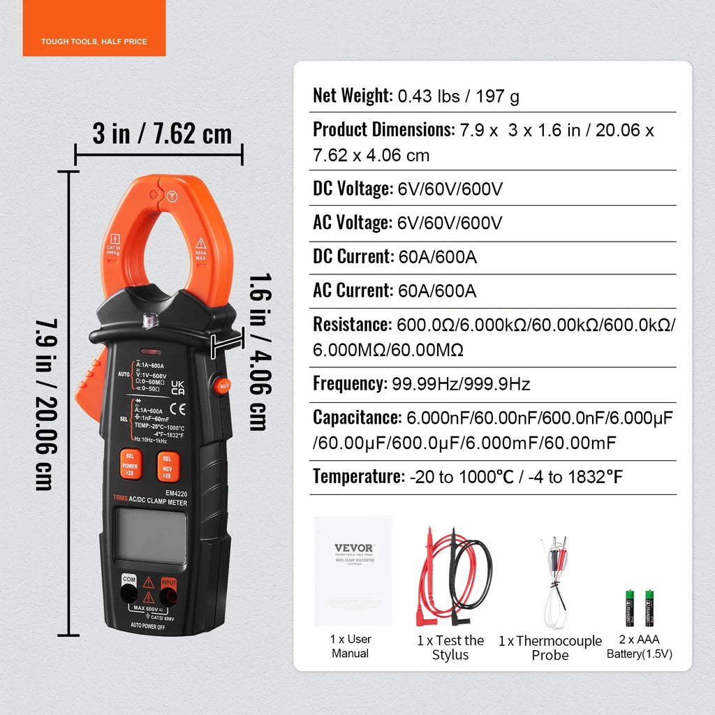6000 Counts True RMS Digital Clamp Meter N858408
