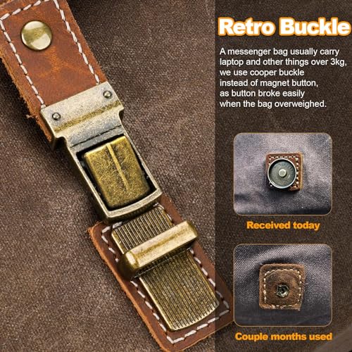 15.6 Inch Waterproof Waxed Canvas Leather Laptop Messenger Bag S462447