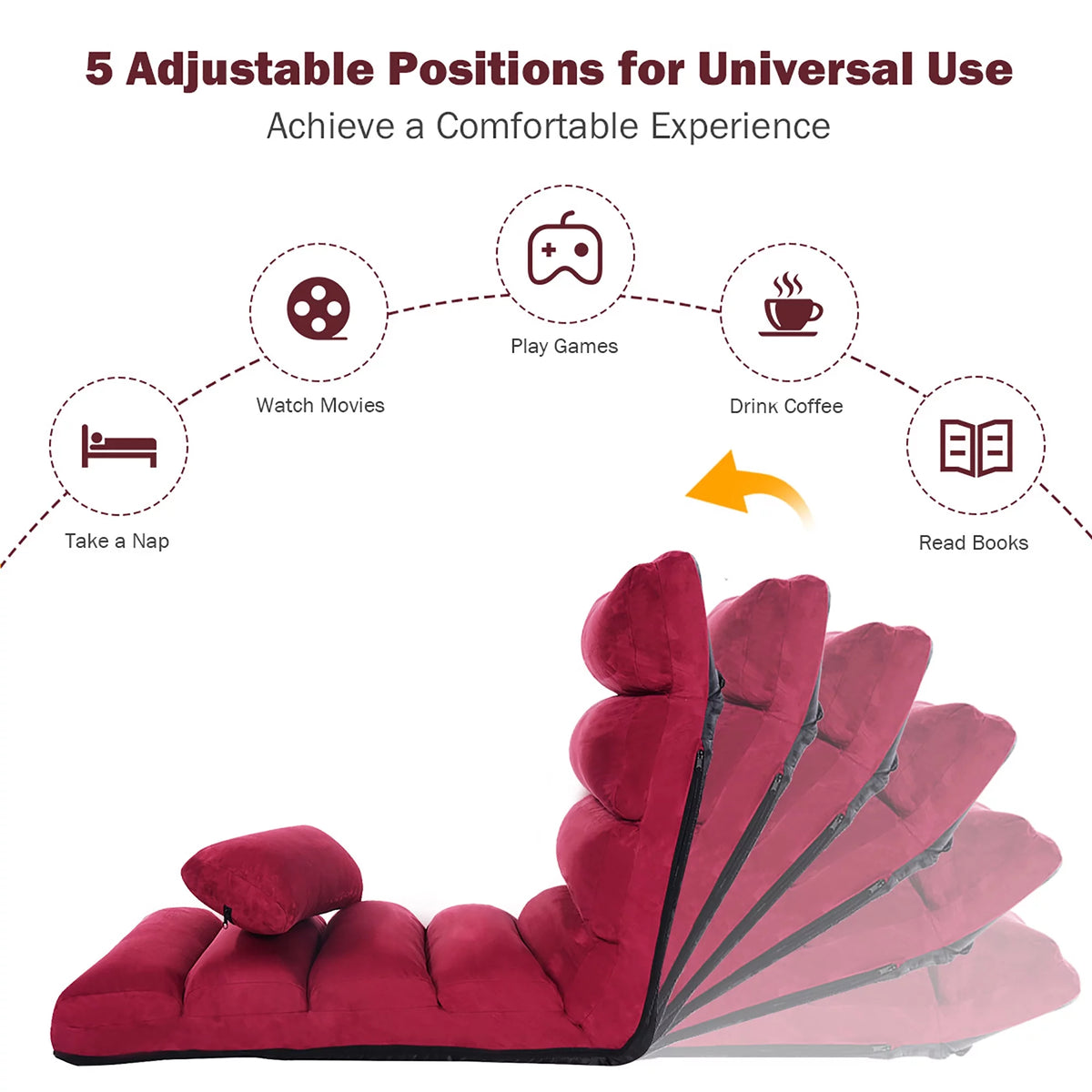 Folding Sofa Chair with Pillow Burgundy Z401534