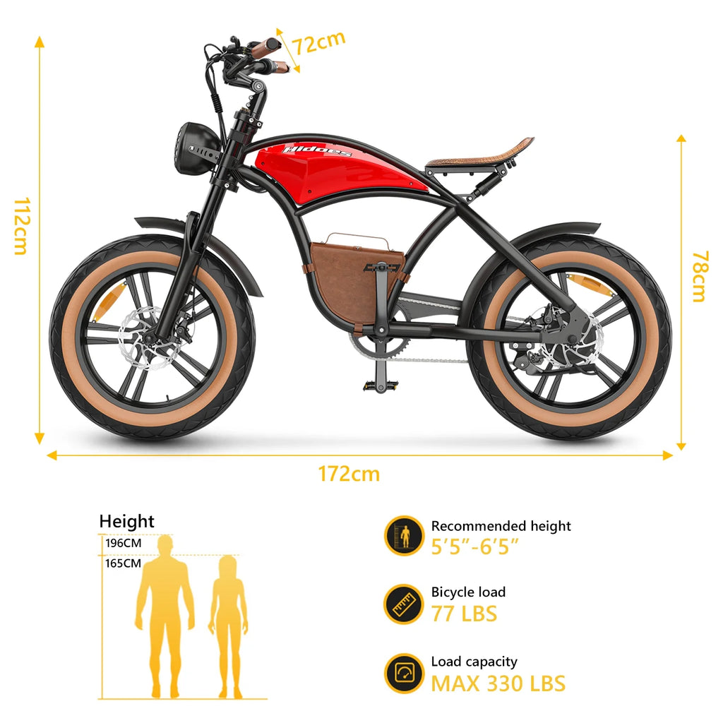 Electric E-bike with 26 Fat Tires & 7-Speeds W888