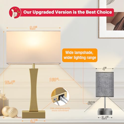 3 Way Dimmable Touch Table Lamp Set of 2 with USB Ports B920905