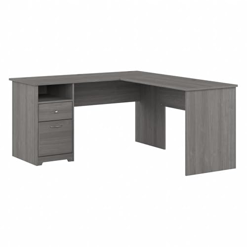 Modern Gray L Shaped Computer Desk with Drawers R160