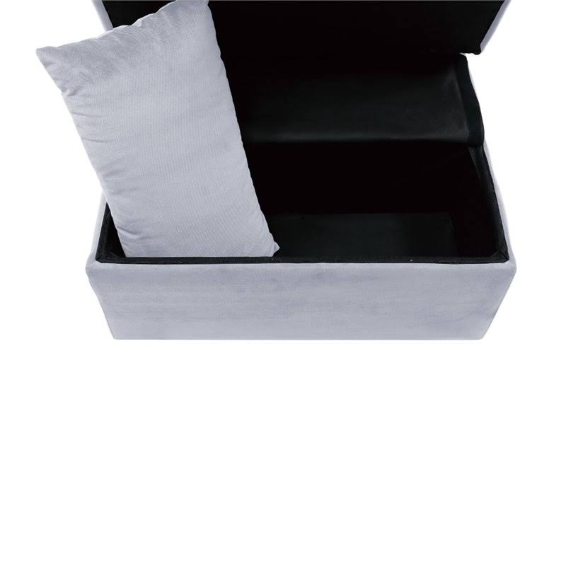 Gray Wood Storage Bench with Pull Out Ottoman B38557
