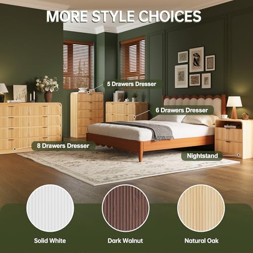 Natural Oak 5 Drawer Wood Dresser D100391