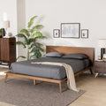 King Size Walnut Brown Wood Platform Bed Z33940