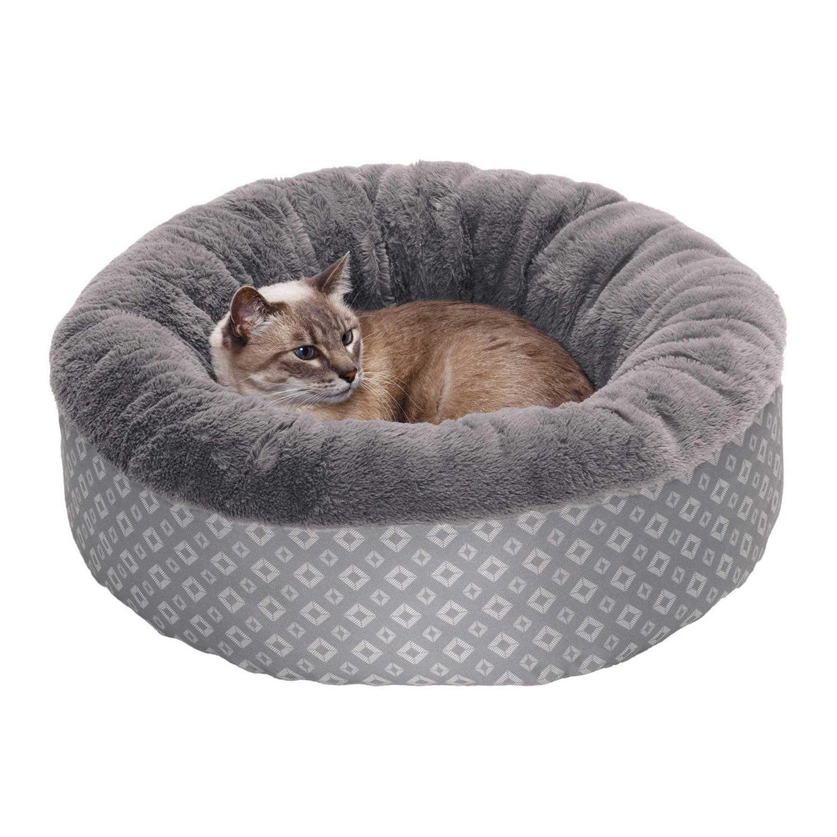 Plush Diamond Print Donut Pet Bed U644