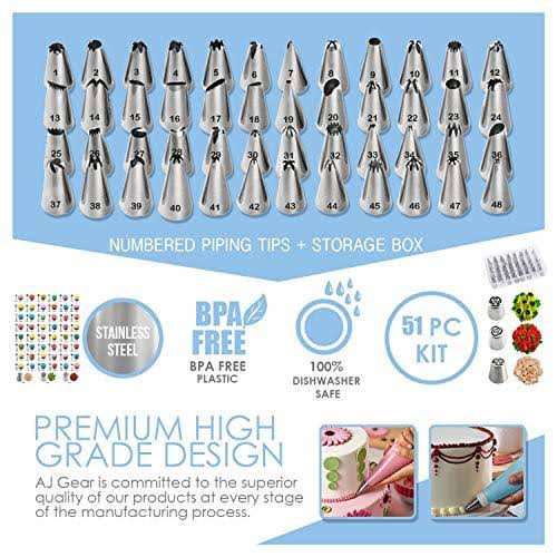 78 Piece Cake Decorating Supplies Kit with Aluminium Rotating Turntable Stand D364
