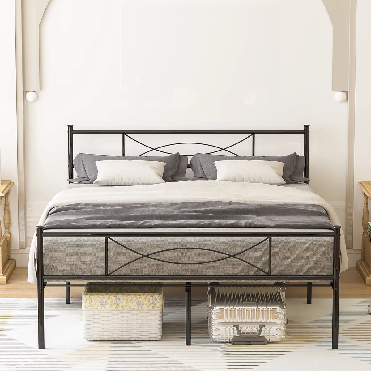 Full Size Metal Bed with Headboard J551545