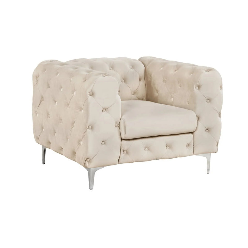 3 Piece Beige Velvet Sofa Set D6961