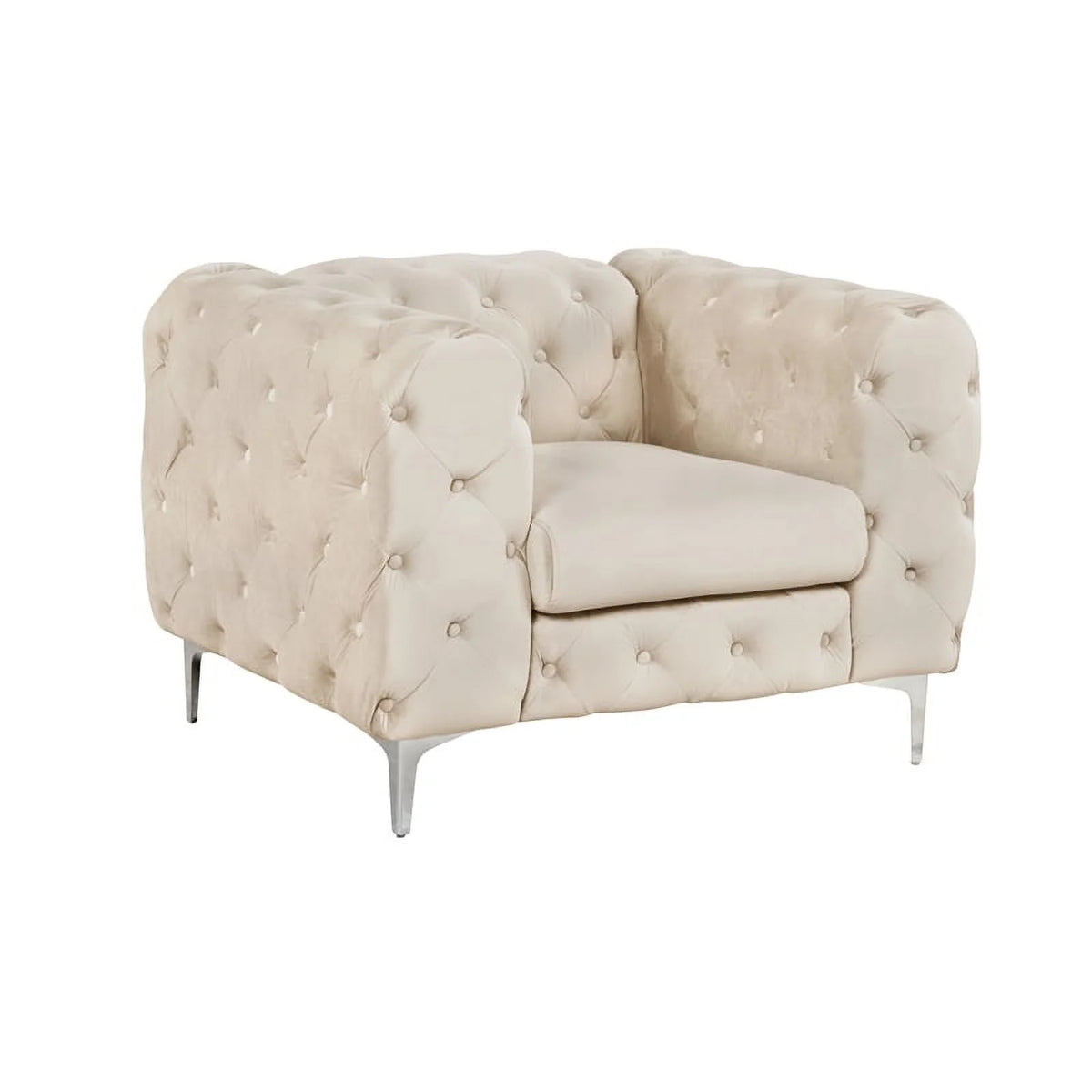 3 Piece Beige Velvet Sofa Set D6961
