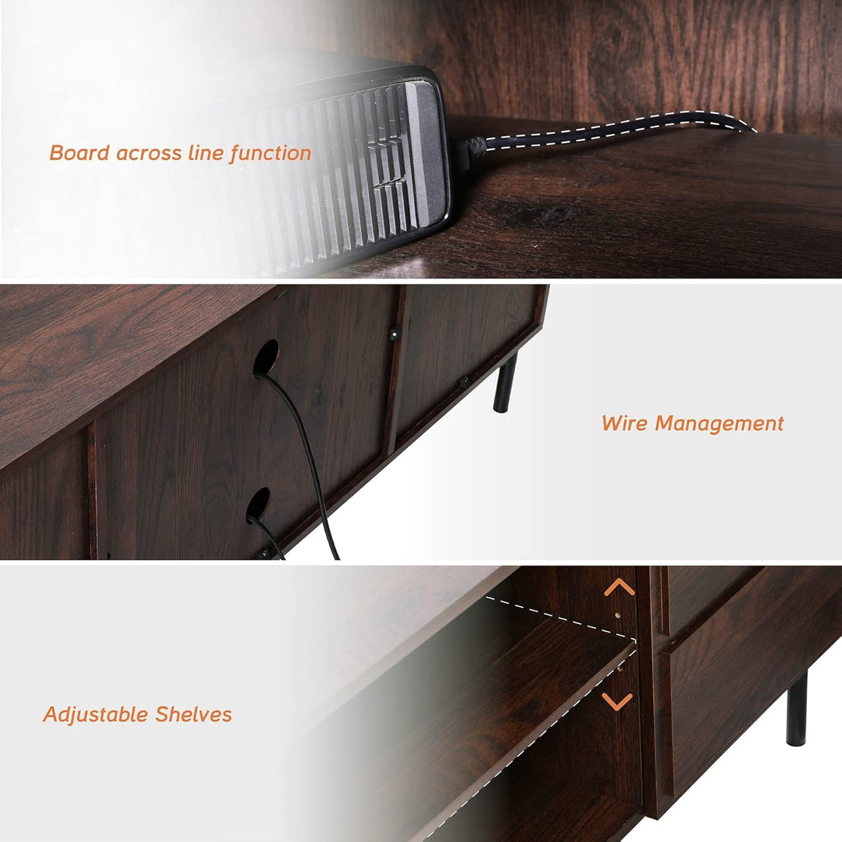 Rustic Walnut Wood TV Stand W337