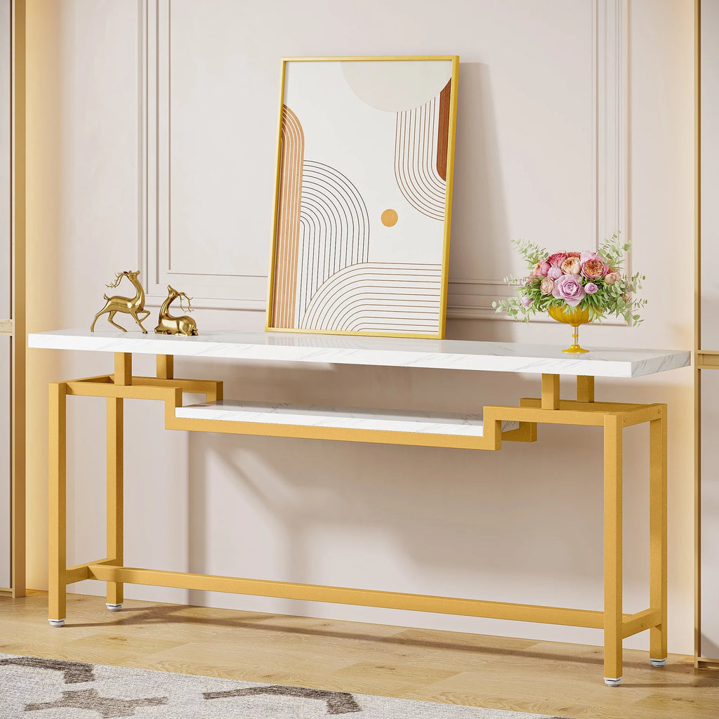 Brown Black 70.86 Inches Extra Long Console Entryway Table V35526