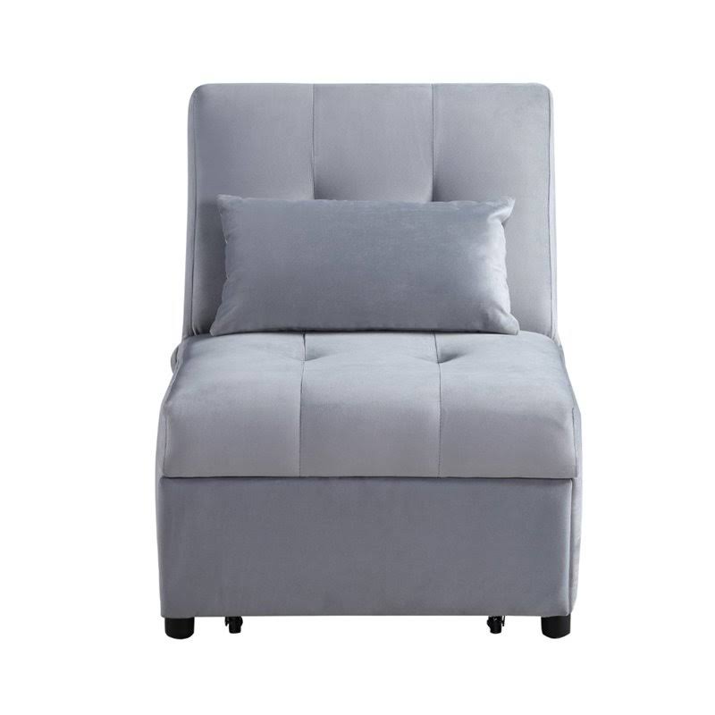 Gray Wood Storage Bench with Pull Out Ottoman B38557