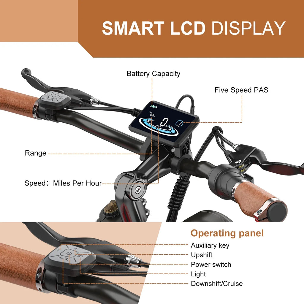 Electric E-bike with 26 Fat Tires & 7-Speeds W888