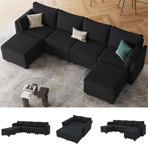 Beige 6 Seat Modular Sectional Sofa with Storage E47515
