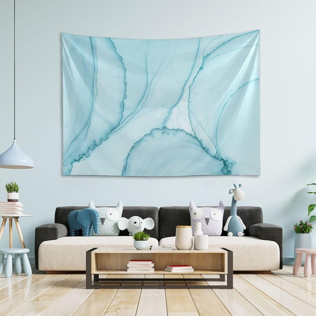 Blue Wave Marble Tapestry Wall Hanging 60x40inch Polyester A84321