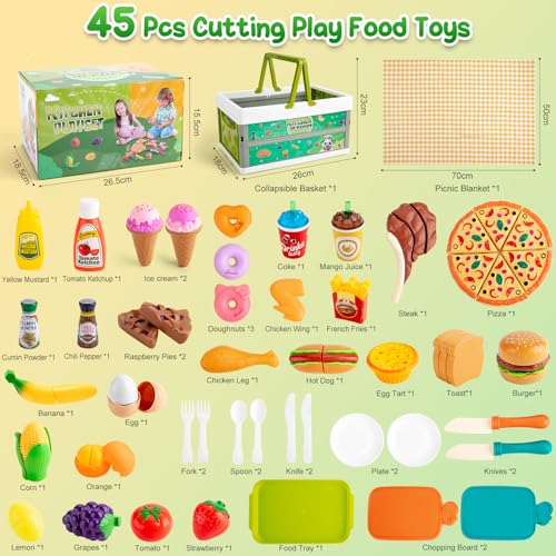 78 Pc Pretend Play Food with Storage Basket R89703