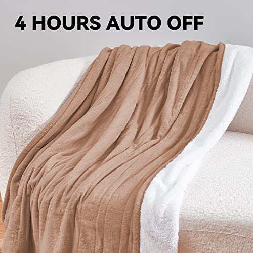 Gray 50"x 60" Electric Fleece Sherpa Heated Blanket Throw R789271