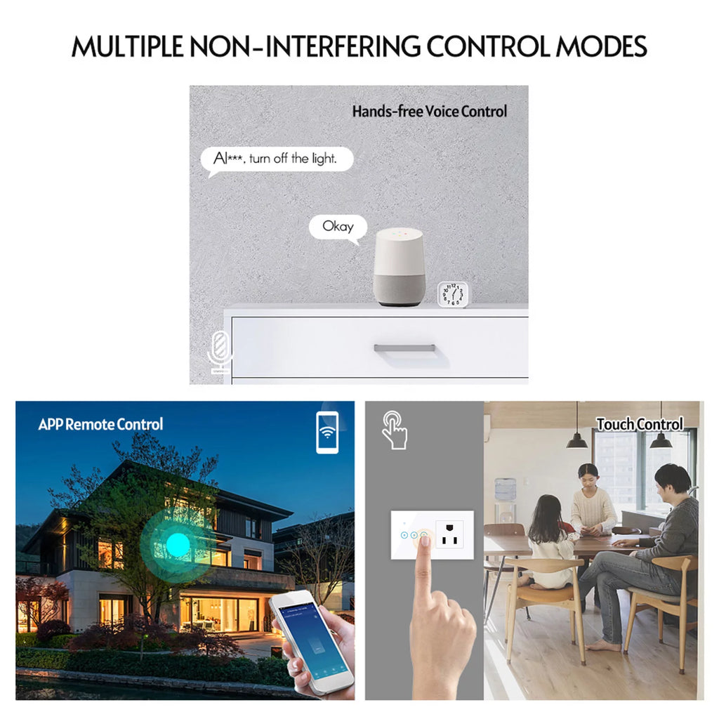 Wi-Fi Smart Wall Outlet With 1 Gang Touch Light Switch F159