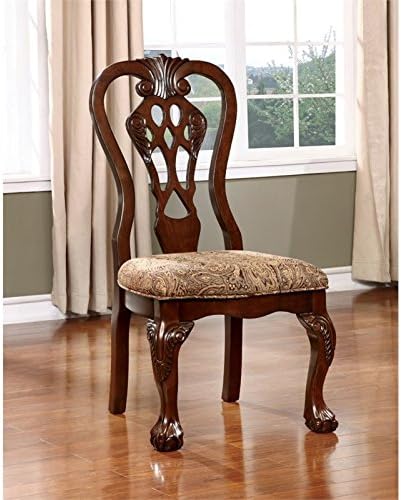 Brown Cherry Wood Padded Dining Chair (Set of 2) E7798