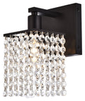 Black 1 Light Bath Sconce with Clear Crystals O5412