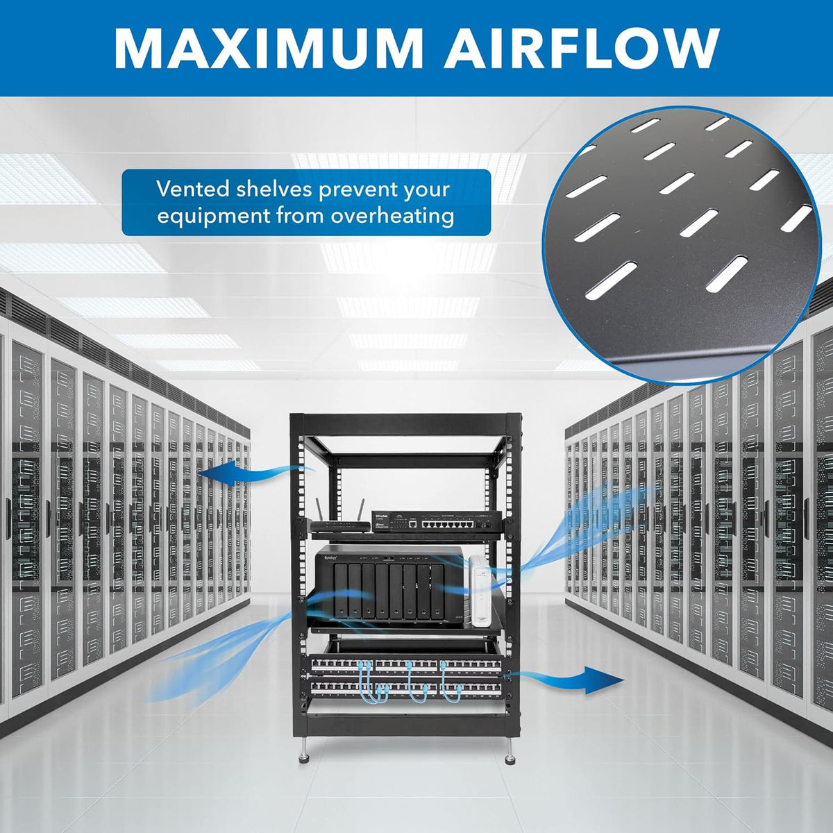 15U Server Rack with 2 Shelves Included J972764