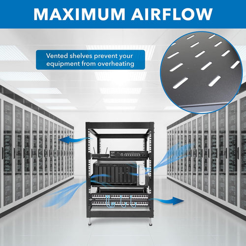 15U Server Rack with 2 Shelves Included J972764