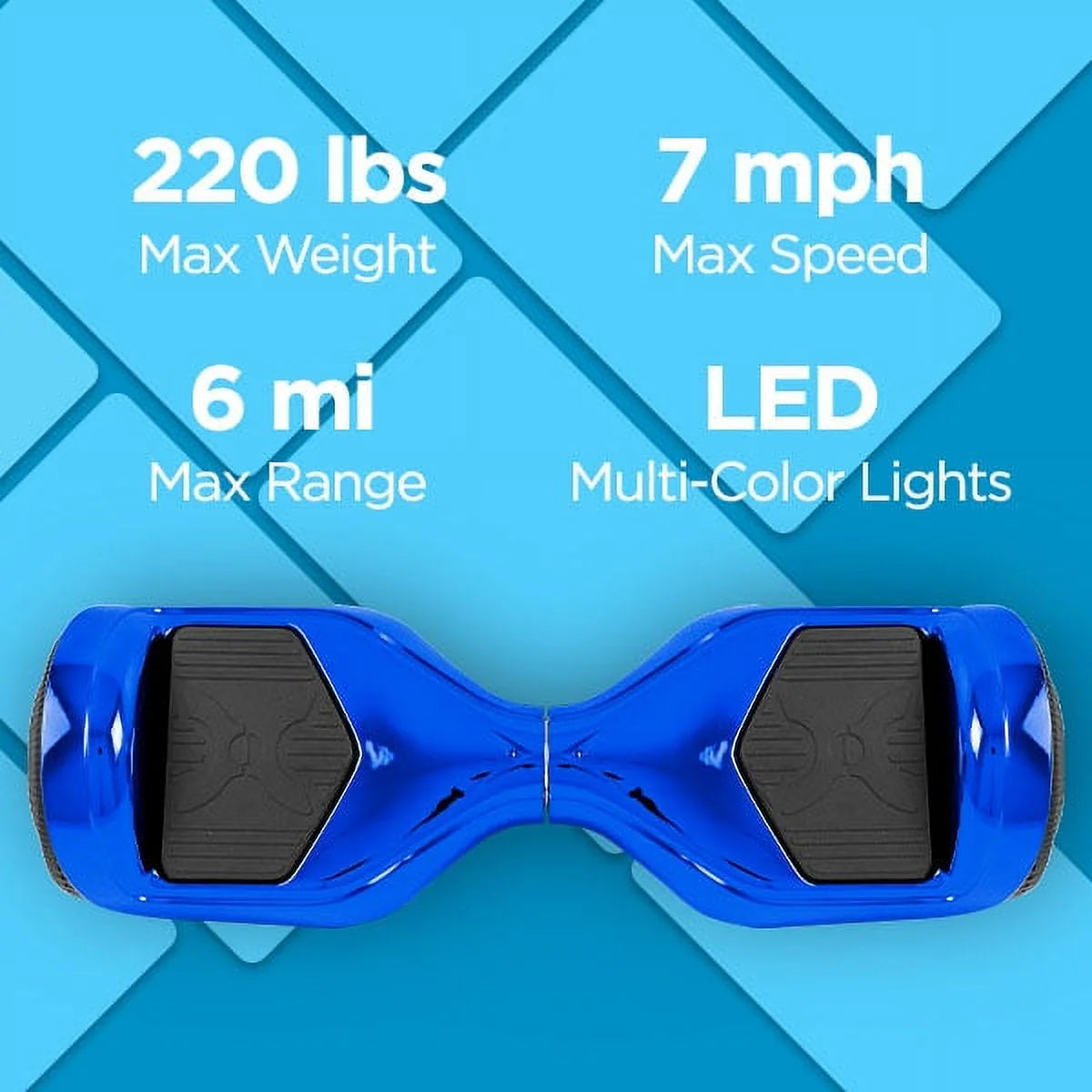 6.5 in LED Wheel Hoverboard, 220 lb Max Weight, Blue Q5037