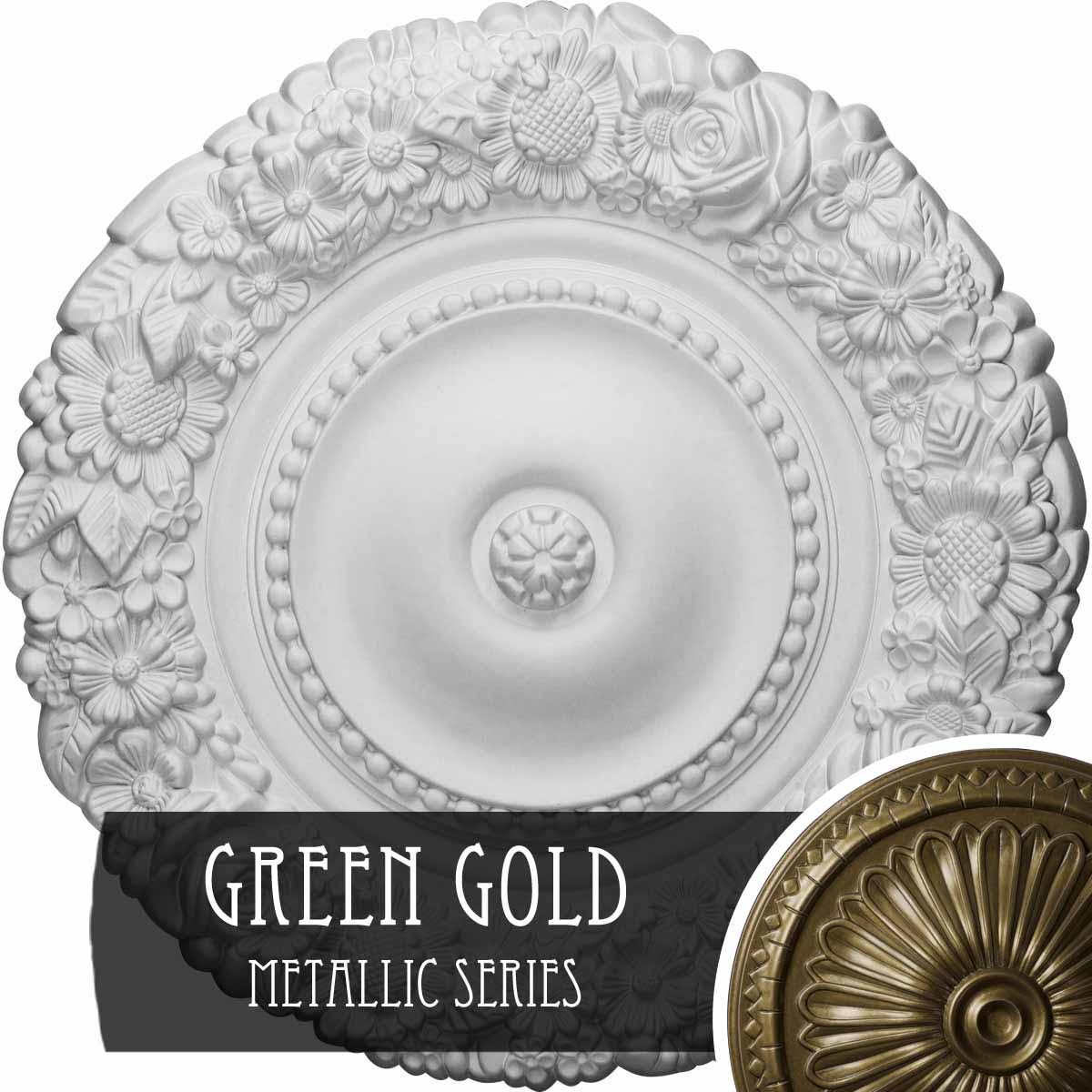 Marseille Ceiling Medallion, Hand-Painted Green Gold G9681