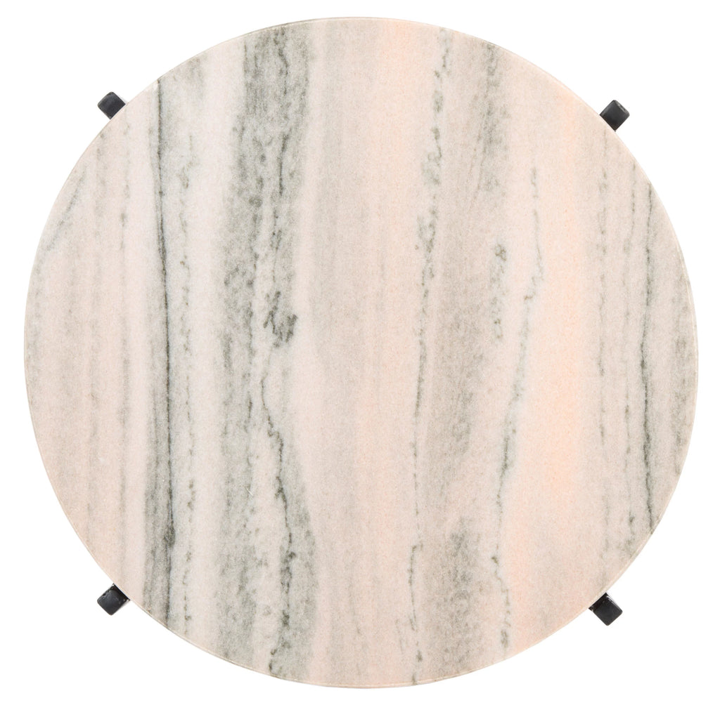 Burnt Orange Stone Round Top Accent Table Y5087