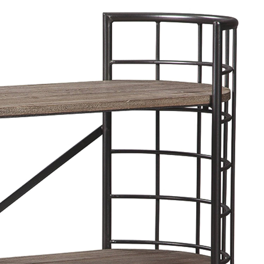 Brown and Black Wood and Metal Bookcase with 3 Open Shelves G665275