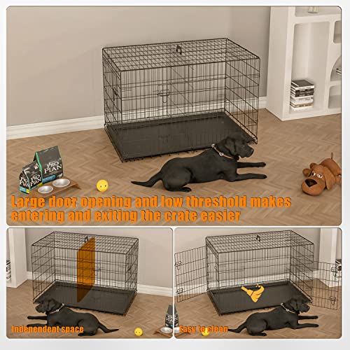 42 inch Metal Wire Dog Crate with Tray and Double Door J239400