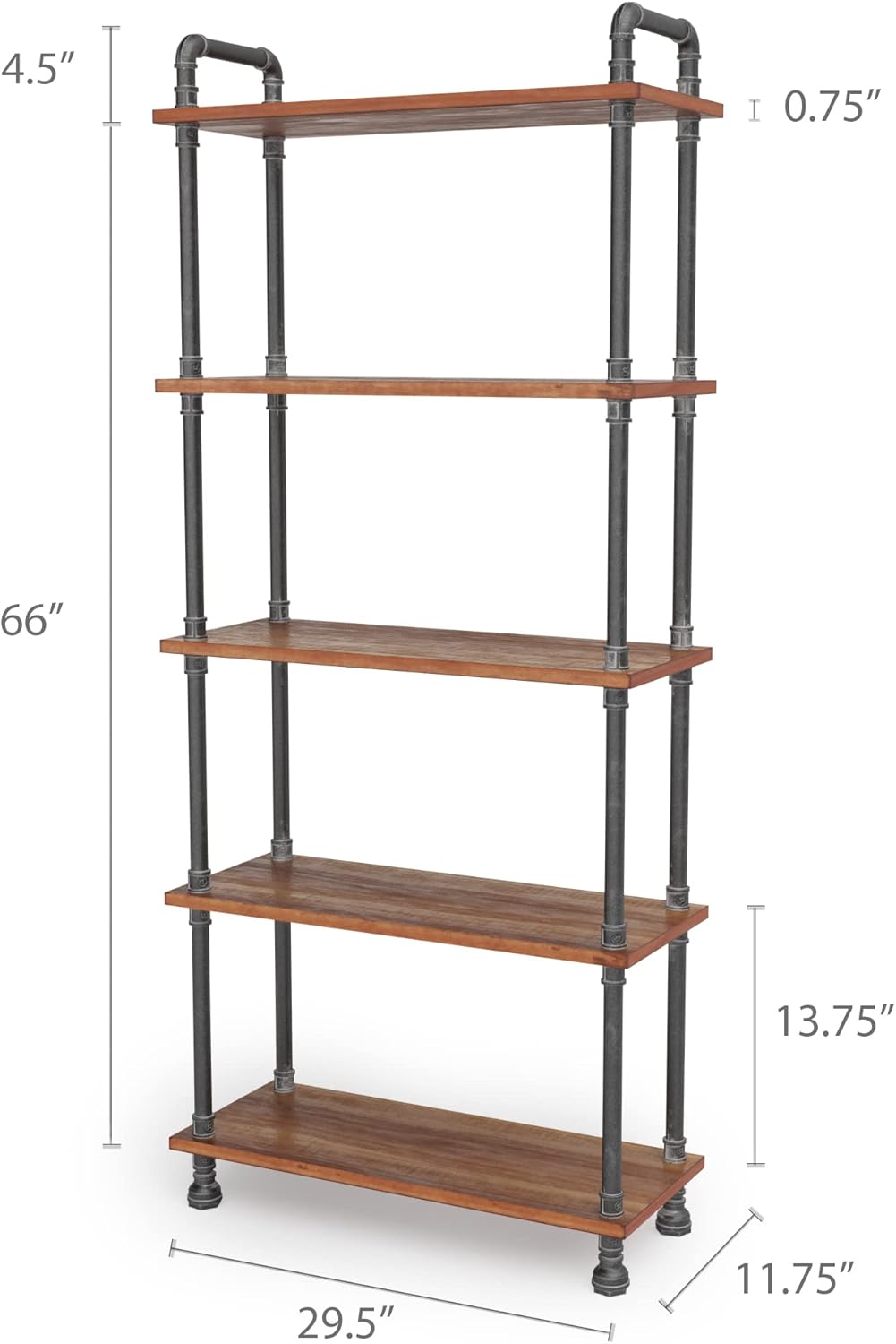 5-Tier Pine and Metal Etagere Bookcase I3184