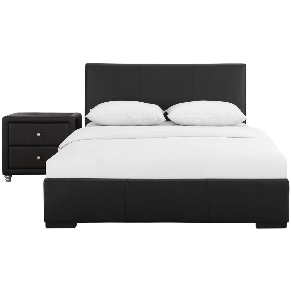 Black Queen Upholstered Platform Bedroom Set O439