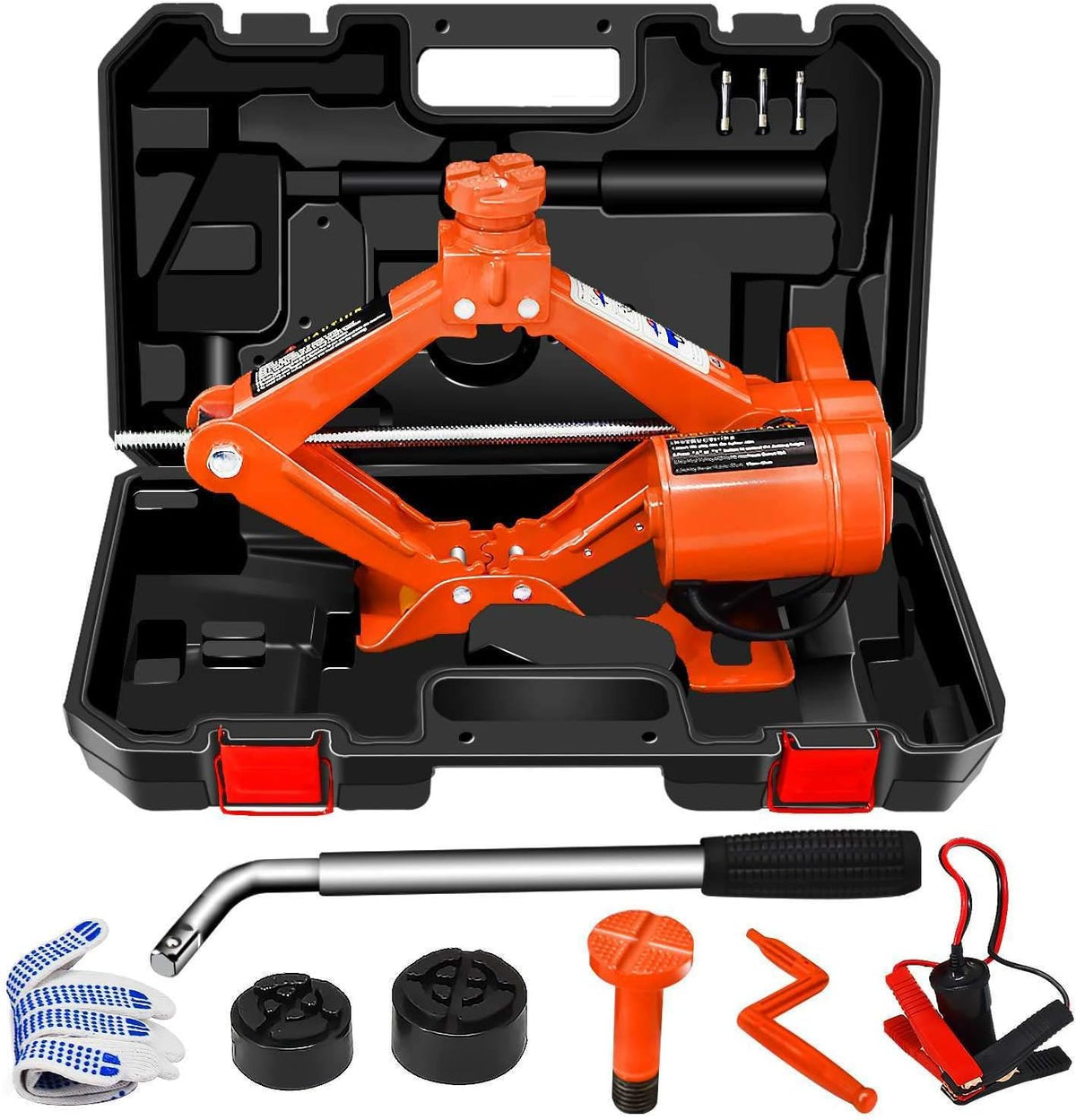 Electric Car Jack 3 Ton 12V Yellow Scissor Jack with Manual Wrench Q709