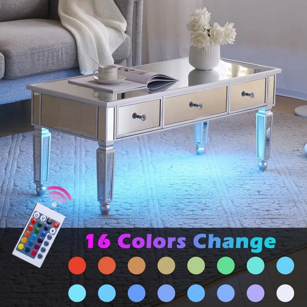 Mirrored Coffee Table with 3 Drawers D7433