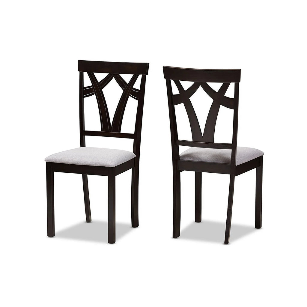 Grey Fabric Upholstered 5-Piece Dining Set V8096