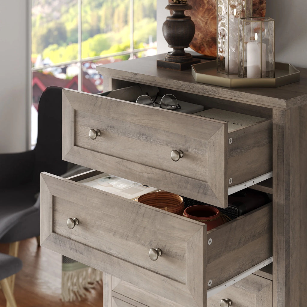 Gray 6 Drawer Wood Dresser A8841
