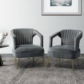 Gray Velvet Barrel Chair D6133