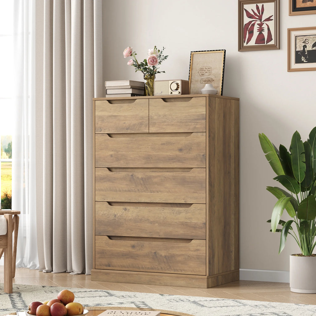 White 6 Drawer Wood Dresser A584