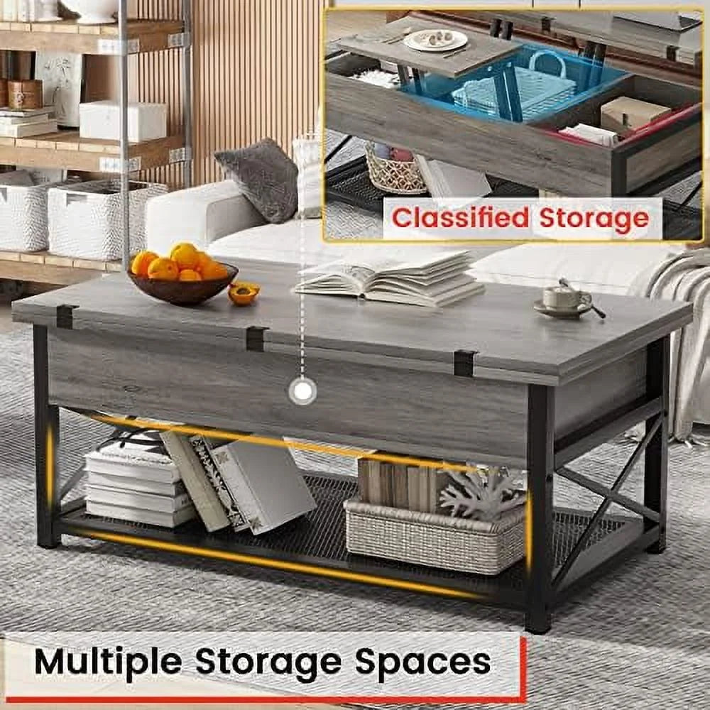 43" Lift Top Coffee Table Grey E521