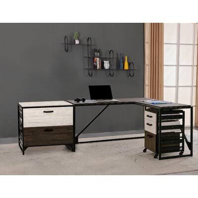 L-Shape Desk and 2 Filing Cabinets Set Z865