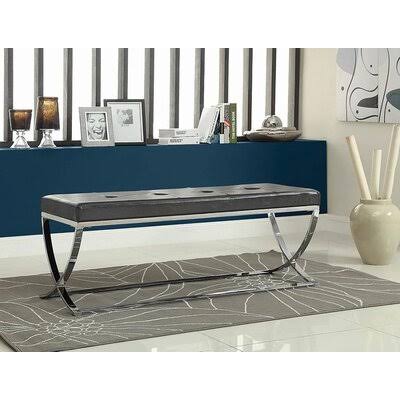 Black Faux Leather Bench F461410
