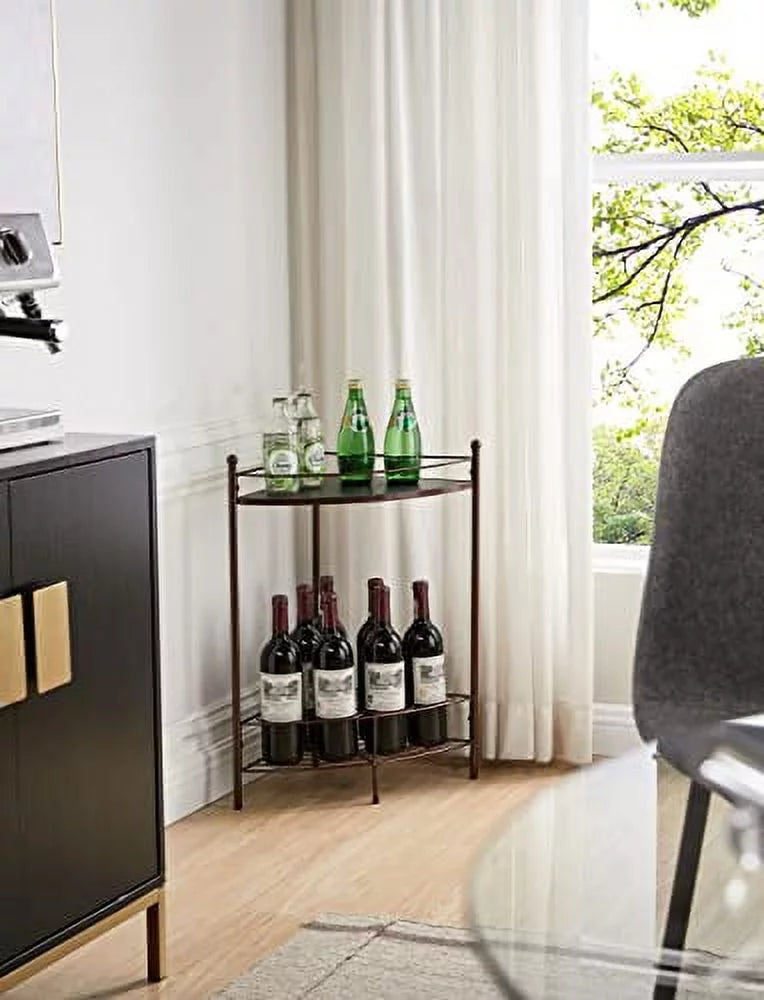 Corner Side End Table with 7-Bottle Wine Storage Rack M433171