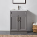 Gray 24 Inch Bathroom Vanity with Sink and White Ceramic Vessel Basin Top E6754