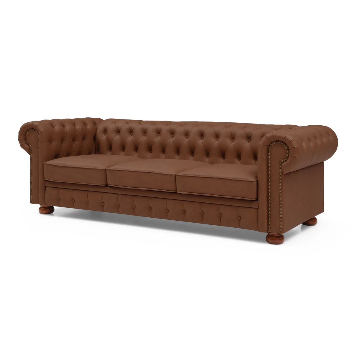 Brown Faux Leather Chesterfield Sofa J976